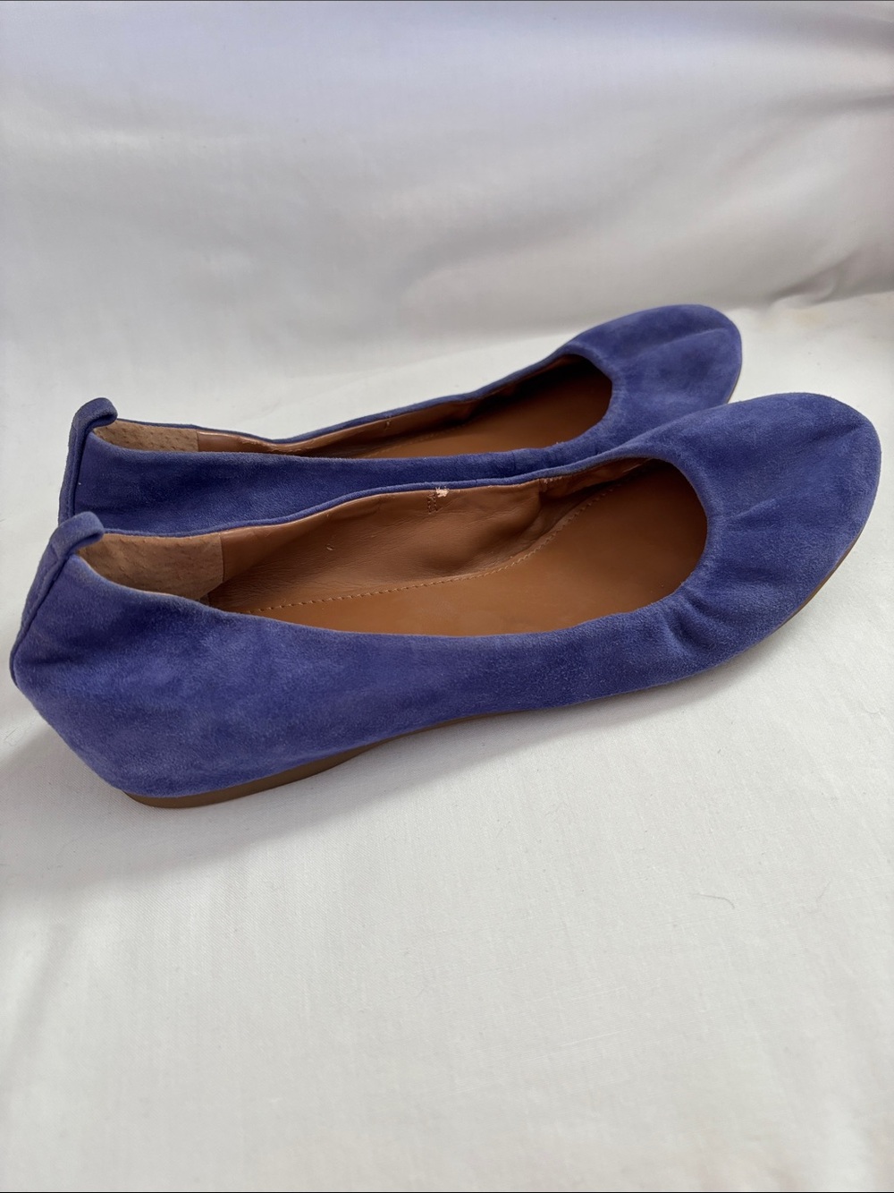 Suede Ballet Flats in Violet Blue